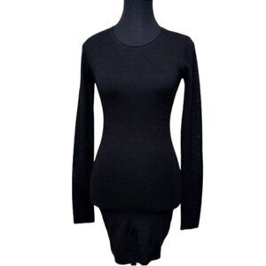 IRO Womens Xsmall Crew Neck Wool Bodycon Mini Dress In Black